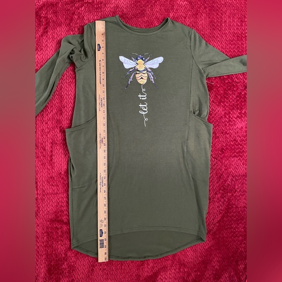 JiaMa Let it be Long Sleeve Loose Pocket Oversize Tunic Dress with Pockets M - Picture 5 of 13